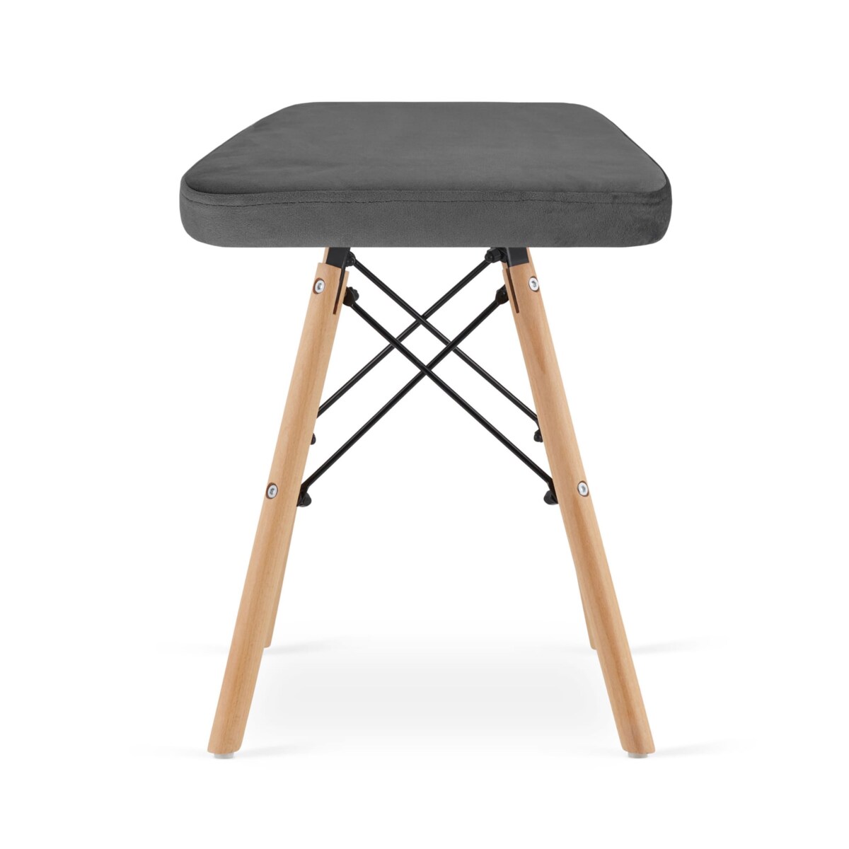 Taboret Werk - Szary Aksamit / Nogi Naturalne X 3