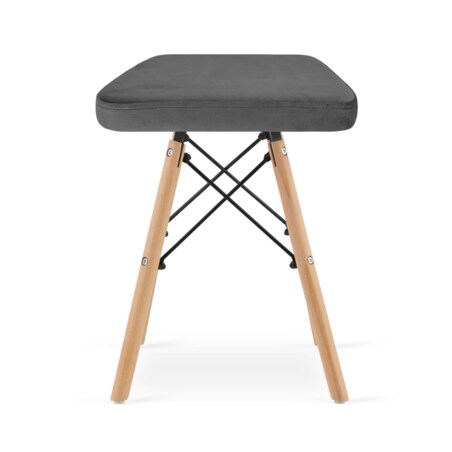 Taboret Werk - Szary Aksamit / Nogi Naturalne X 3