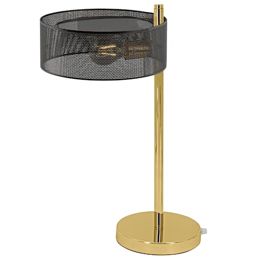 Ażurowa LAMPA stołowa DRS8006/1D TR NET MDECO stojąca LAMPKA biurkowa do gabinetu złota czarna