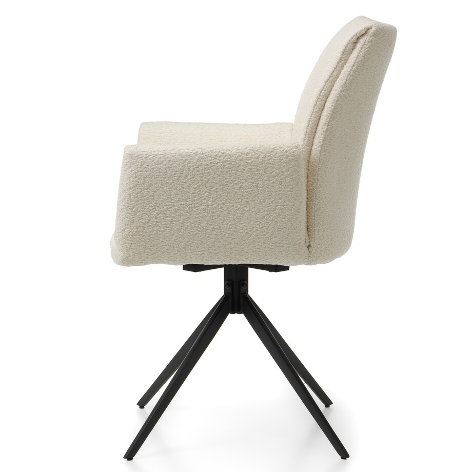 Krzesło tapicerowane szenilowe boucle ecru glamour do salonu PRATO jasnobeżowe