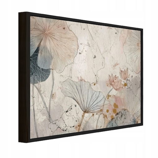 Obraz W Ramie Do Sypialni Salonu Na Płótnie Kwiaty Vintage Beżowy 100x70