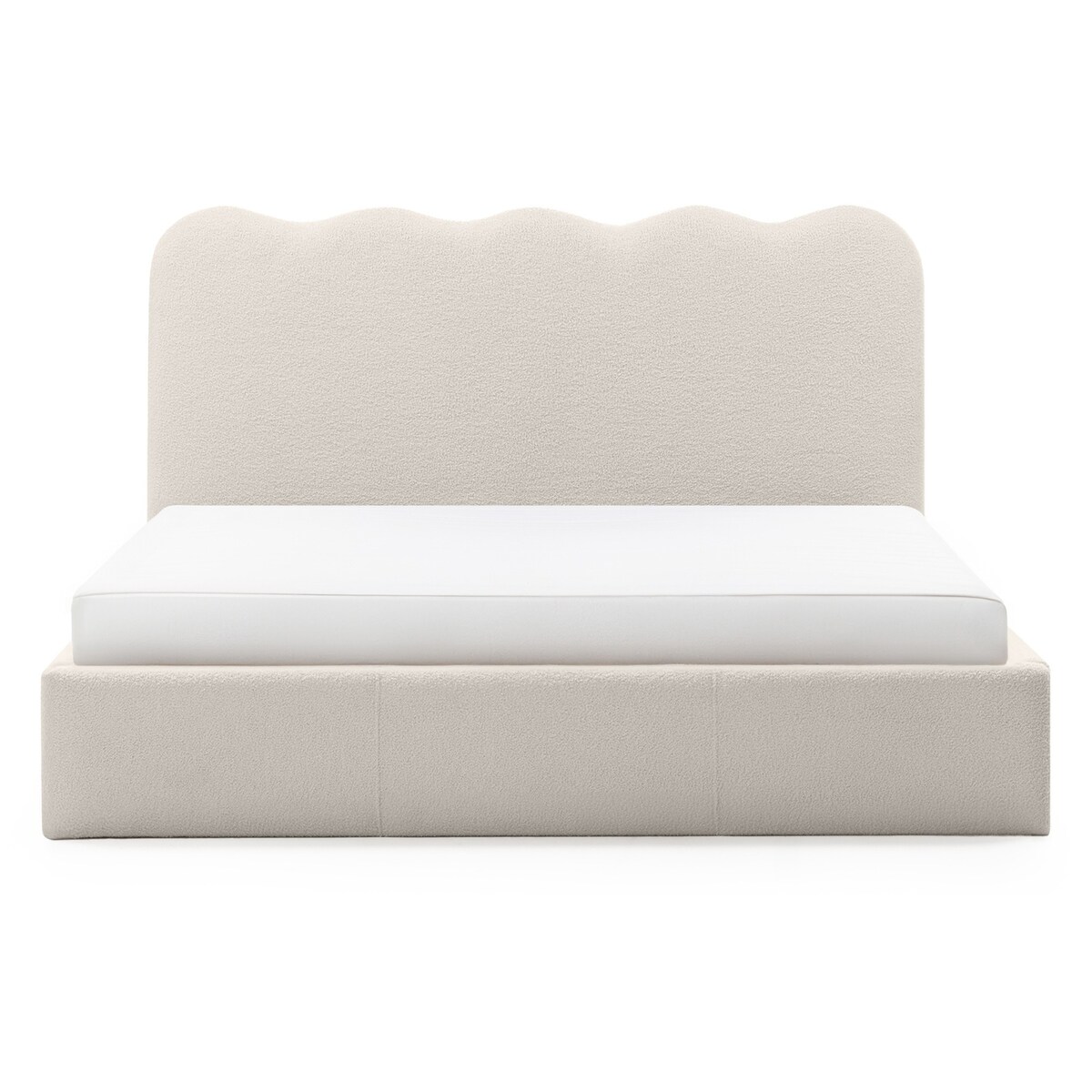 Łóżko 160x200 cm ze stelażem i pojemnikiem bouclé jasnobeżowe Londra