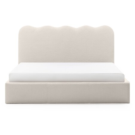 Łóżko 160x200 cm ze stelażem i pojemnikiem bouclé jasnobeżowe Londra