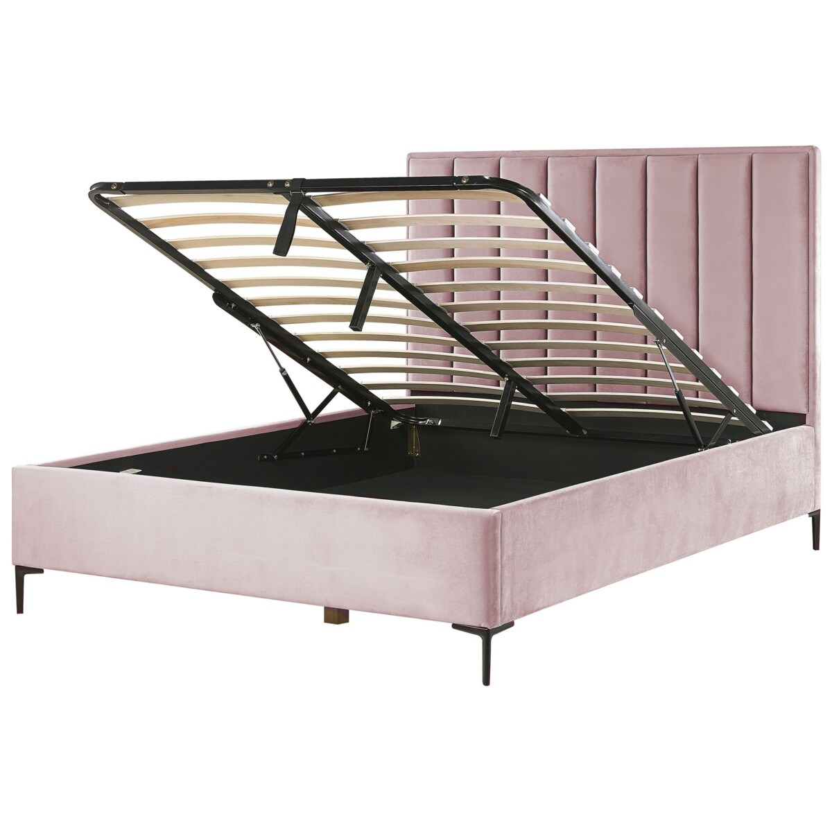 Łóżko z pojemnikiem welurowe 160 x 200 cm różowe SEZANNE