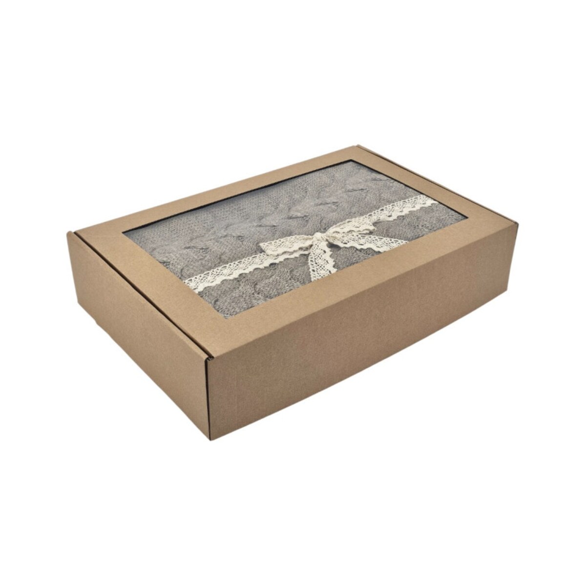 Koc dzianinowy z wełną 150x200 cm – AREZZO TAUPE