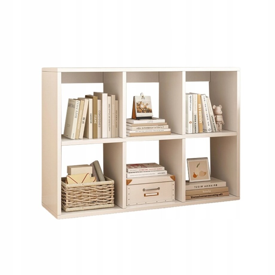 Regał otwarty biały 6 półek na książki szafka loft nowoczesny 100x67x30 cm