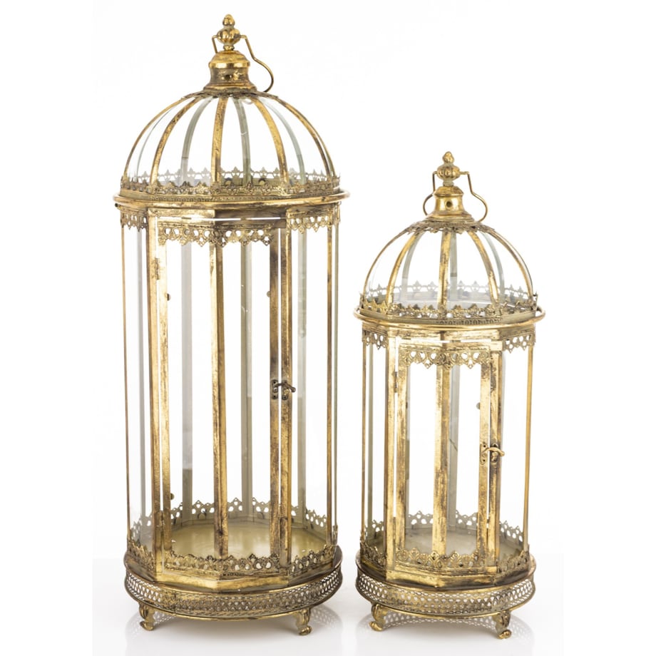 Lampiony latarnie 2 szt. złote 98x34x34 cm FANARIO