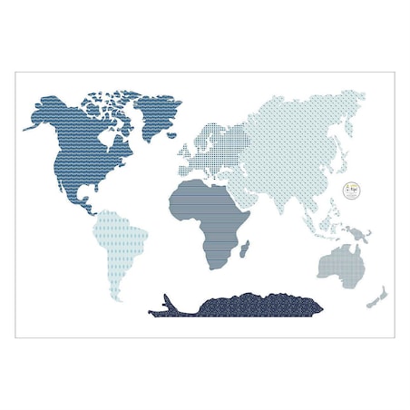 Naklejka World Map Blue, 155x88cm