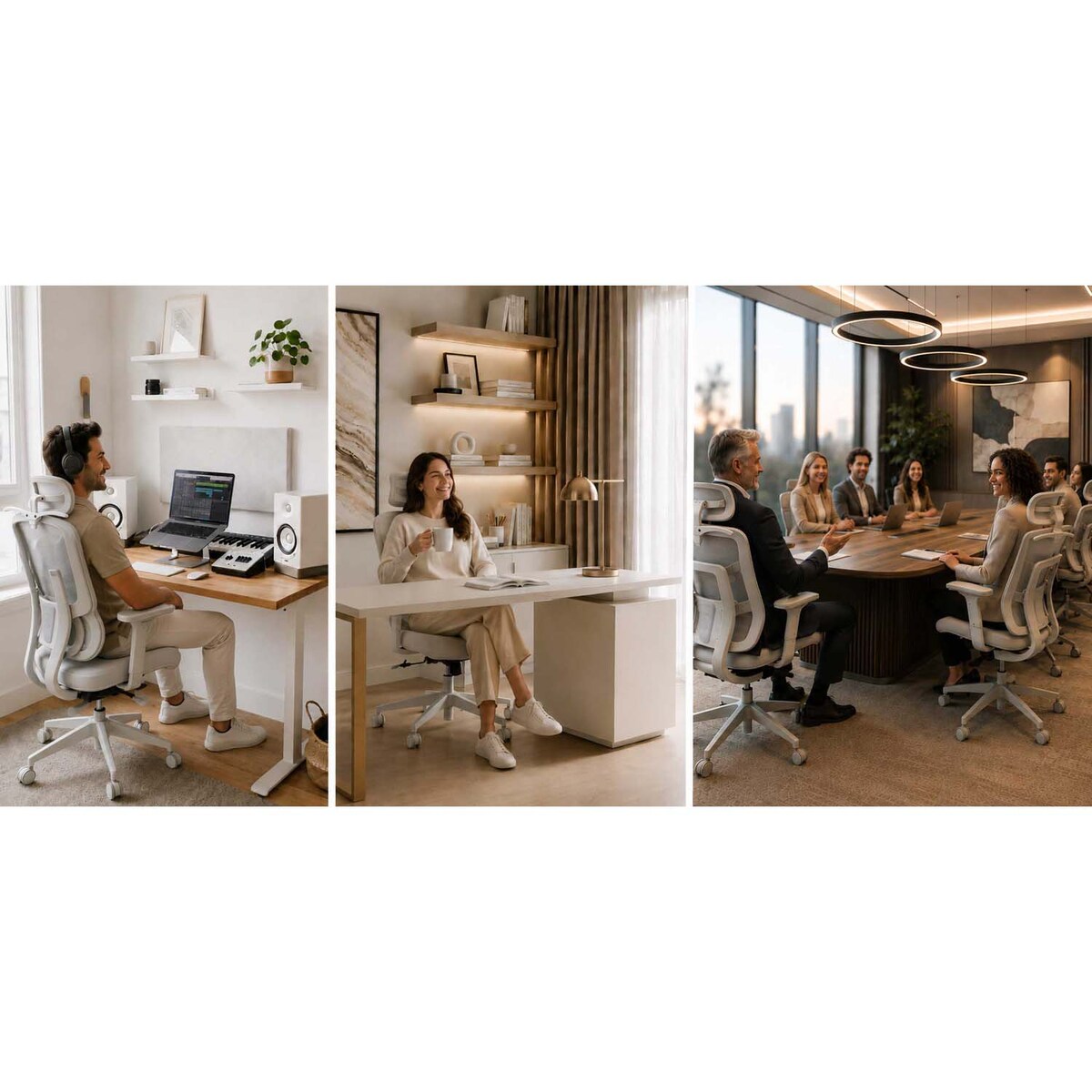 Fotel biurowy obrotowy Sofotel Talin ergonomiczny regulowany z mikrosiatką szary