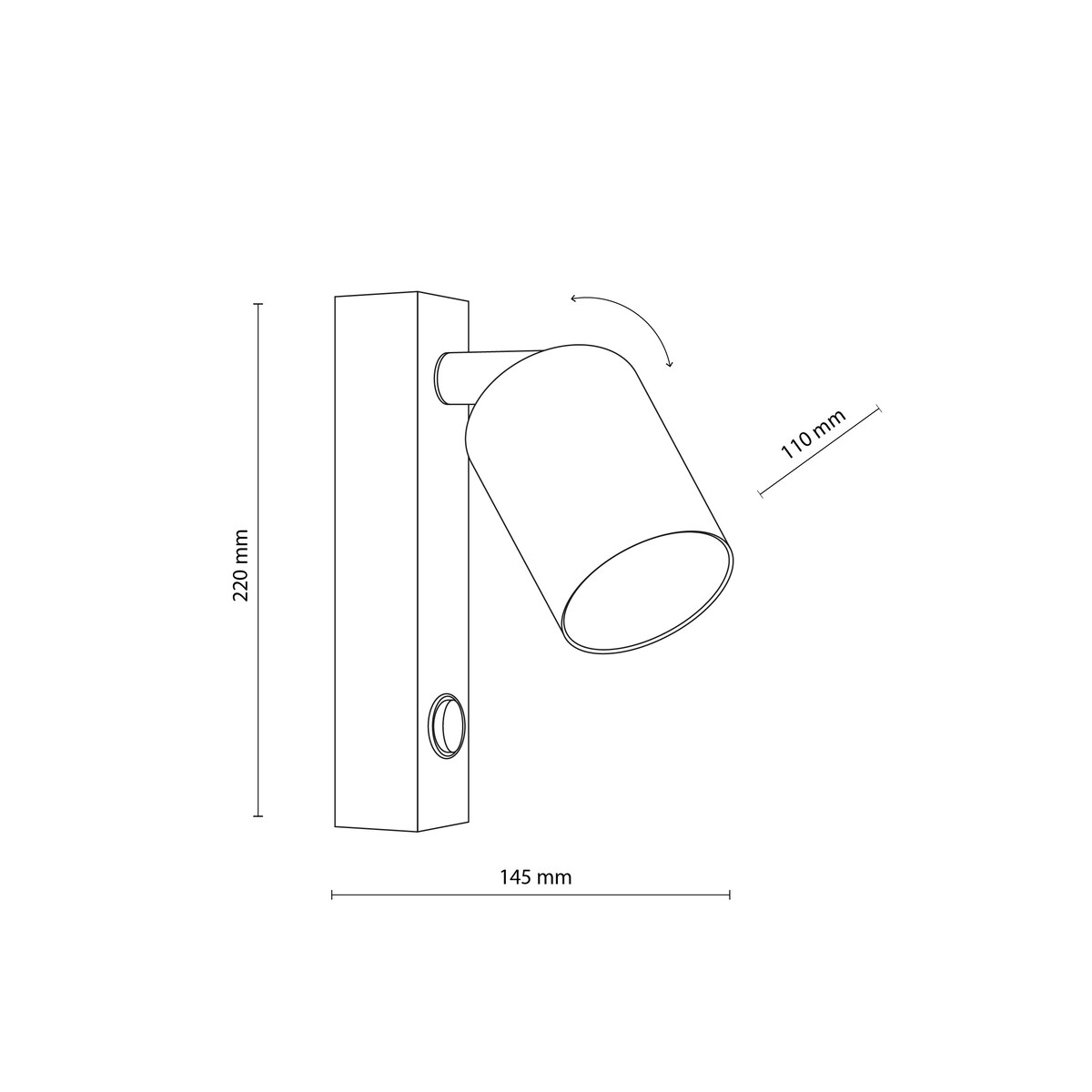Kinkiet ścienny ruchomy z włącznikiem TK Lighting NEX Black GU10 czarny loftowy 11364