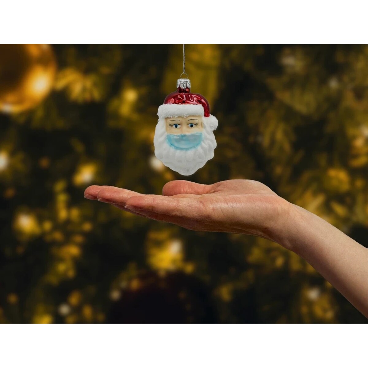 Bombka choinkowa: Święty Mikołaj w maseczce