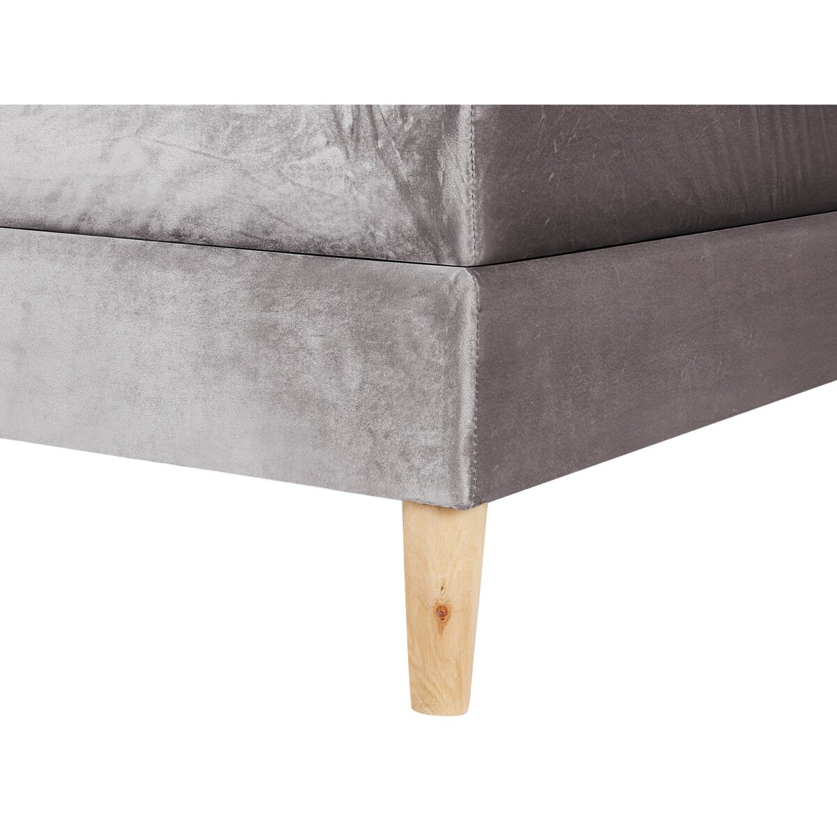 Łóżko kontynentalne welurowe 180 x 200 cm szare MARQUISE