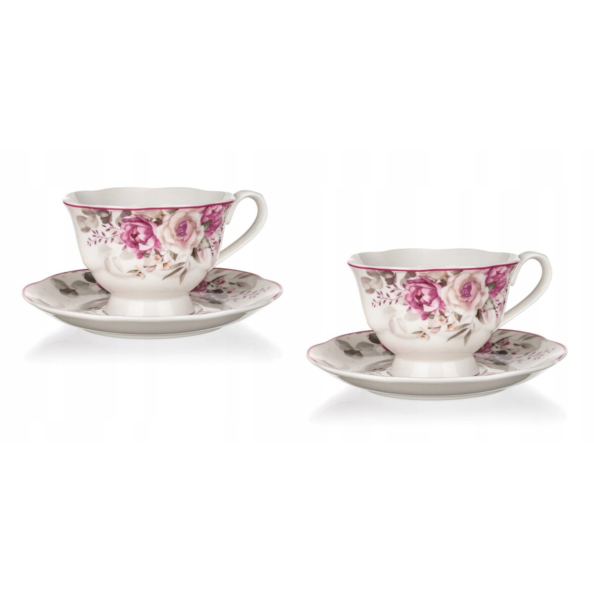 FILIŻANKA ZE SPODKIEM 220 ml RÓŻA kwiaty na herbatę kawę prezent 2szt