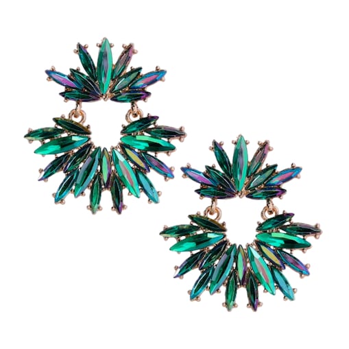 ZŁOTE zielone kolczyki wiszące aplikacje z cyrkoniami nowoczesne TRENDY