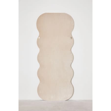 Lustro w falistej ramie aksamitne, beżowe 75x180 cm