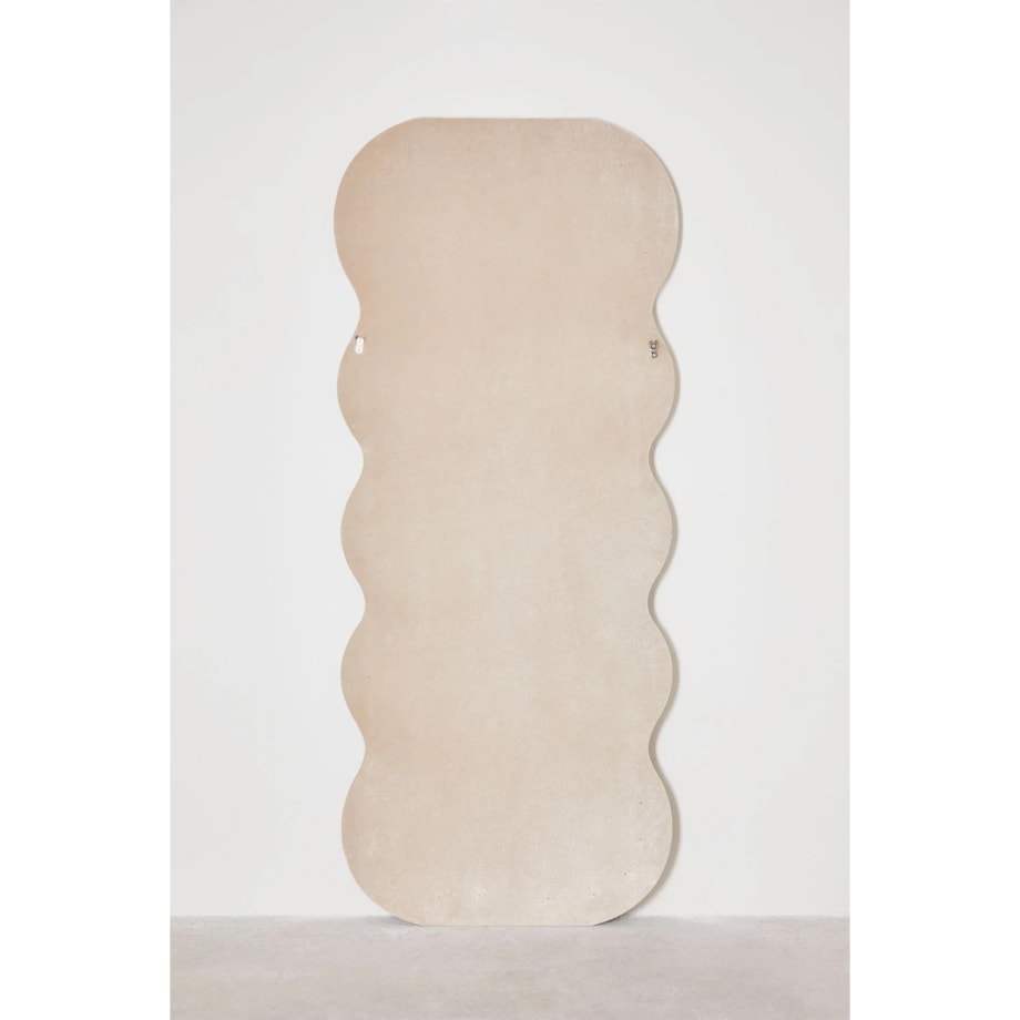 Lustro w falistej ramie aksamitne, beżowe 75x180 cm