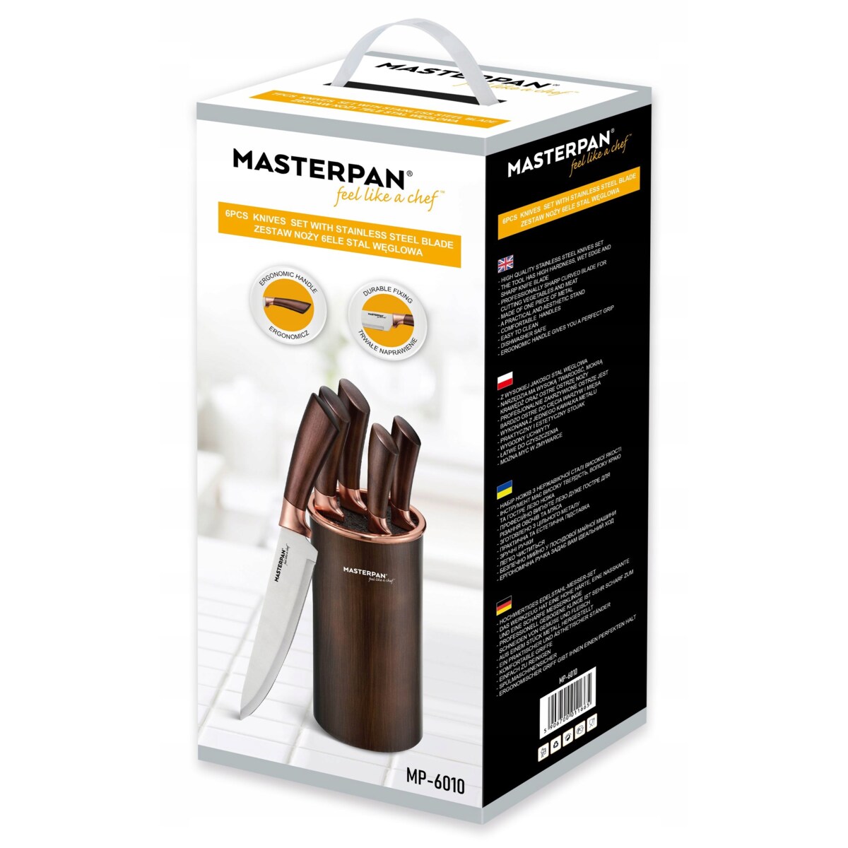 Zestaw Komplet Noży Kuchennych W Bloku 6 El. Ostre Premium