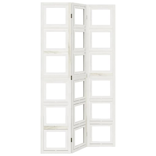 vidaXL Parawan pokojowy, 3-panelowy, biały, lite drewno paulowni