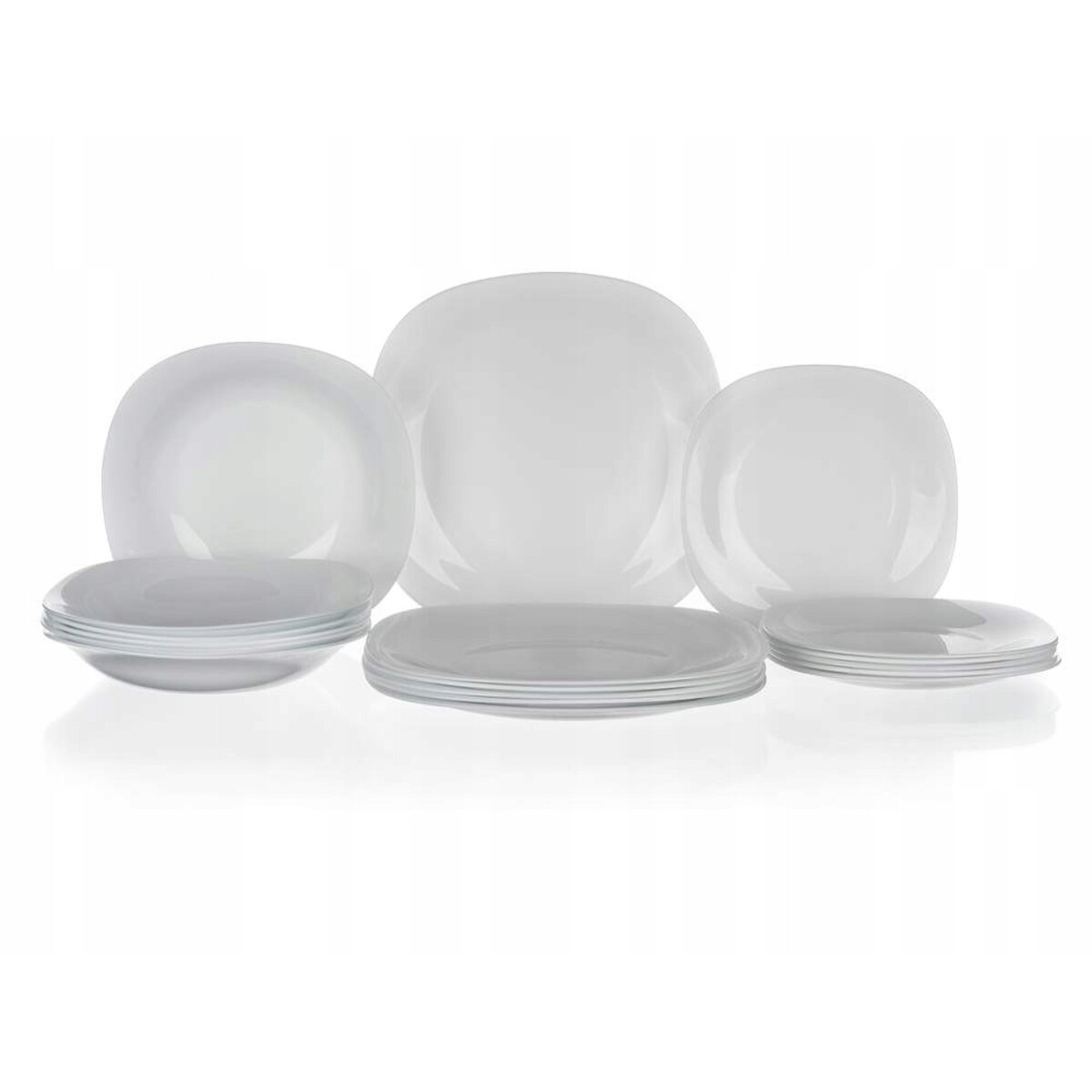 KOMPLET TALERZY OBIADOWE BIAŁE PARMA BORMIOLI 18el 6 osób KWADRATOWE obiad