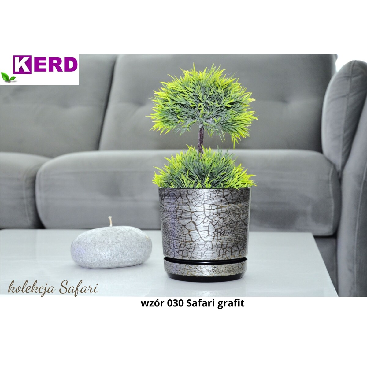 26 cm wzór SAFARI GRAFIT Doniczka z podstawką efekt naturalny drewna szarej deski drzewa afrykańskiego drewnopodobna