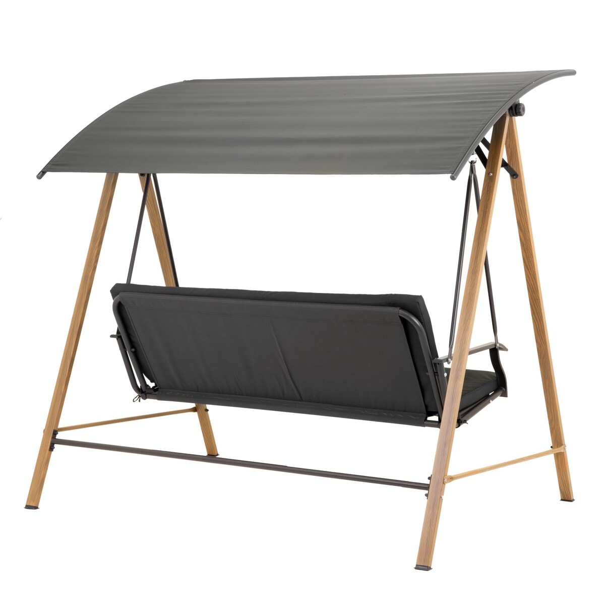 Huśtawka ogrodowa 3-osobowa WOLNOSTOJĄCA bujana STALOWA z poduszką DASZKIEM