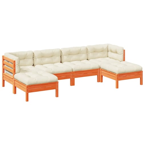 vidaXL 6-cz., ogrodowy zestaw wypoczynkowy z poduszkami, woskowy brąz