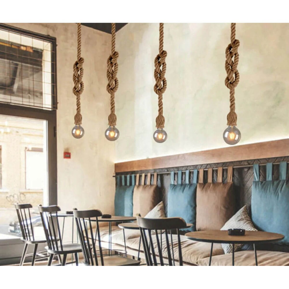 Salonowa lampa zwis Boho ABR-LW3-BH-E27 Abruzzo lina brązowa