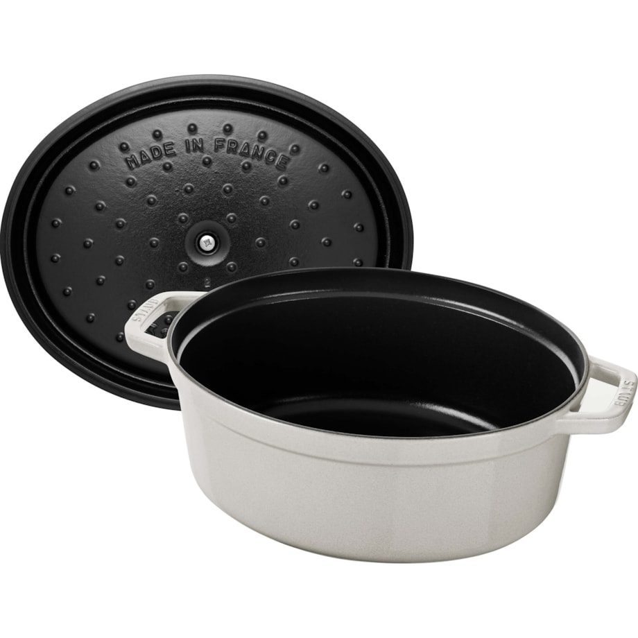 Garnek żeliwny owalny Staub - 3.2 ltr, Biała trufla