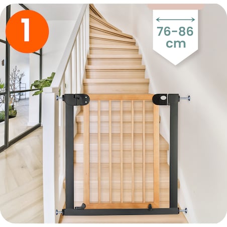 Barierka zabezpieczająca ochronna Nukido na schody i drzwi 76-104cm czarno-brązowy 718200