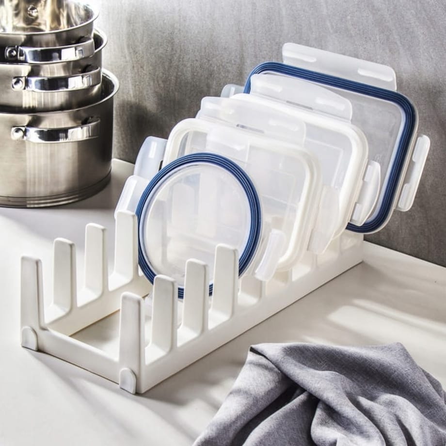 Stojak Pokrywki Organizer Kuchenny Tescoma Plastikowe Wieczka Naczynia
