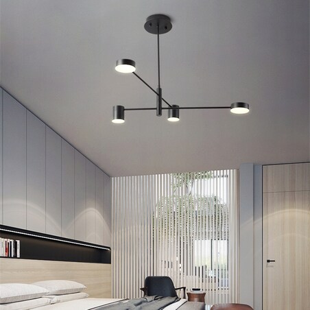Lampa Sufitowa Nowoczesna Czarna 4-Ramienna Led