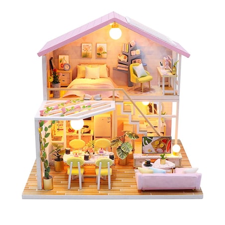 Miniaturowy domek - Śniadanie pod pergolą