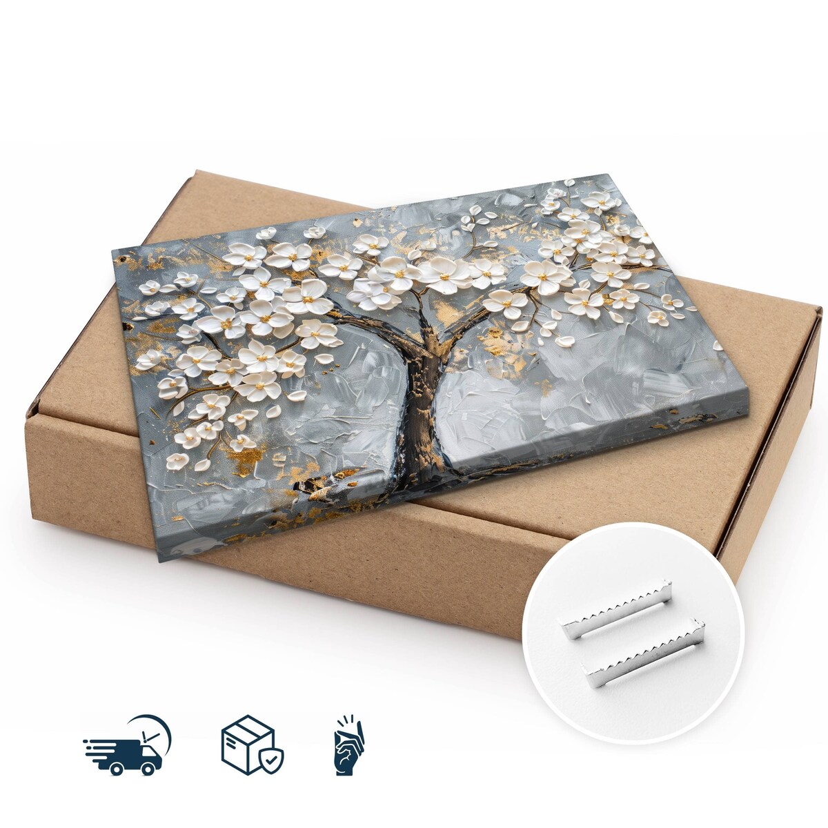 Obraz Na Płótnie Do Salonu Sypialni Białe Kwiaty Beton Abstrakcja 120x80cm