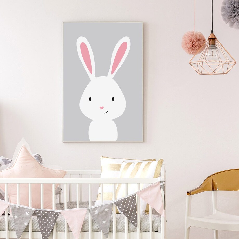 Plakat dla dzieci Królik szary 30x40