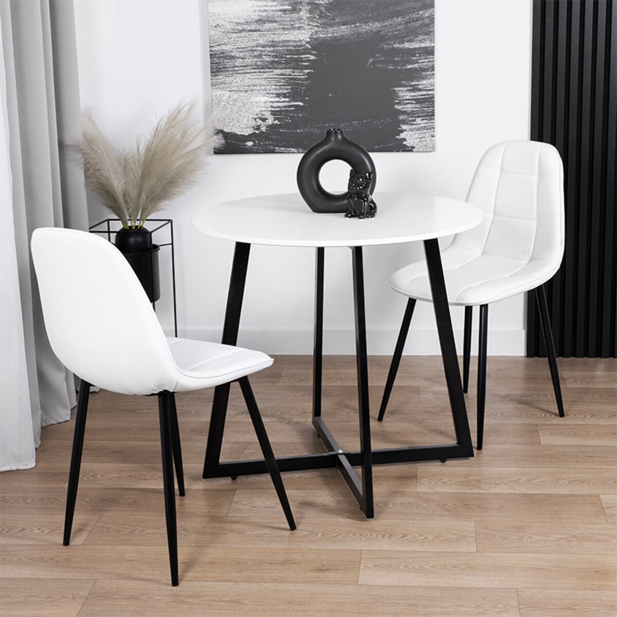 Krzesło tapicerowane ekoskóra białe nowoczesne loftowe