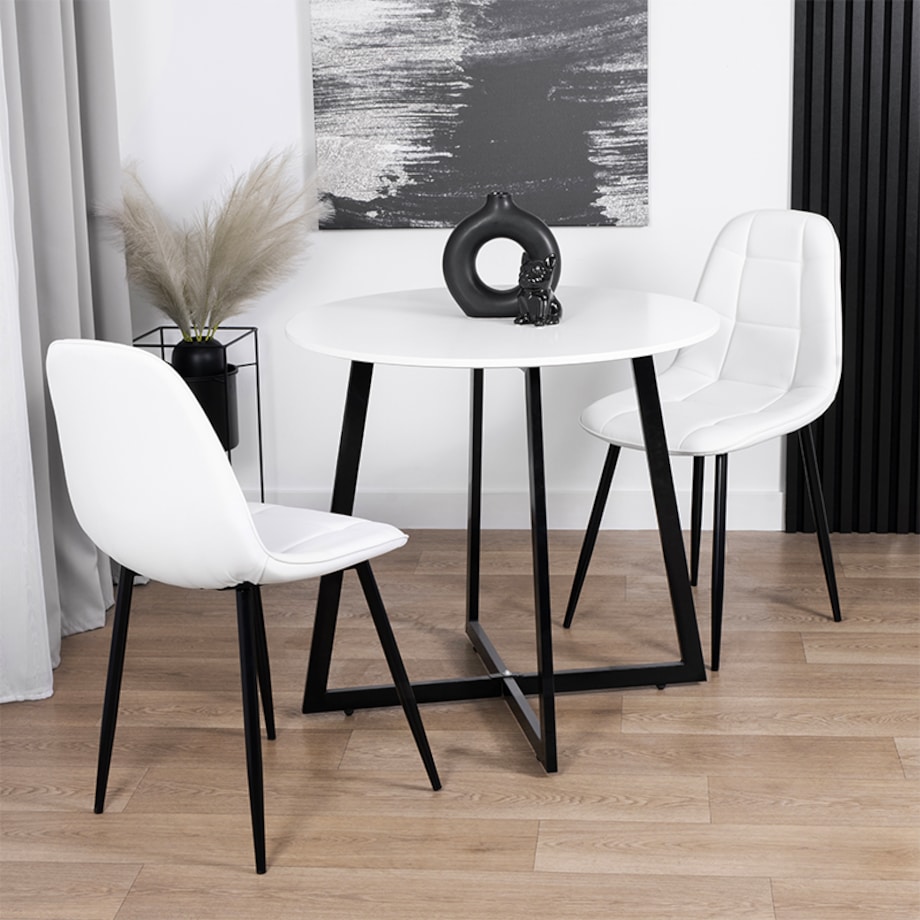 Krzesło tapicerowane ekoskóra białe nowoczesne loftowe