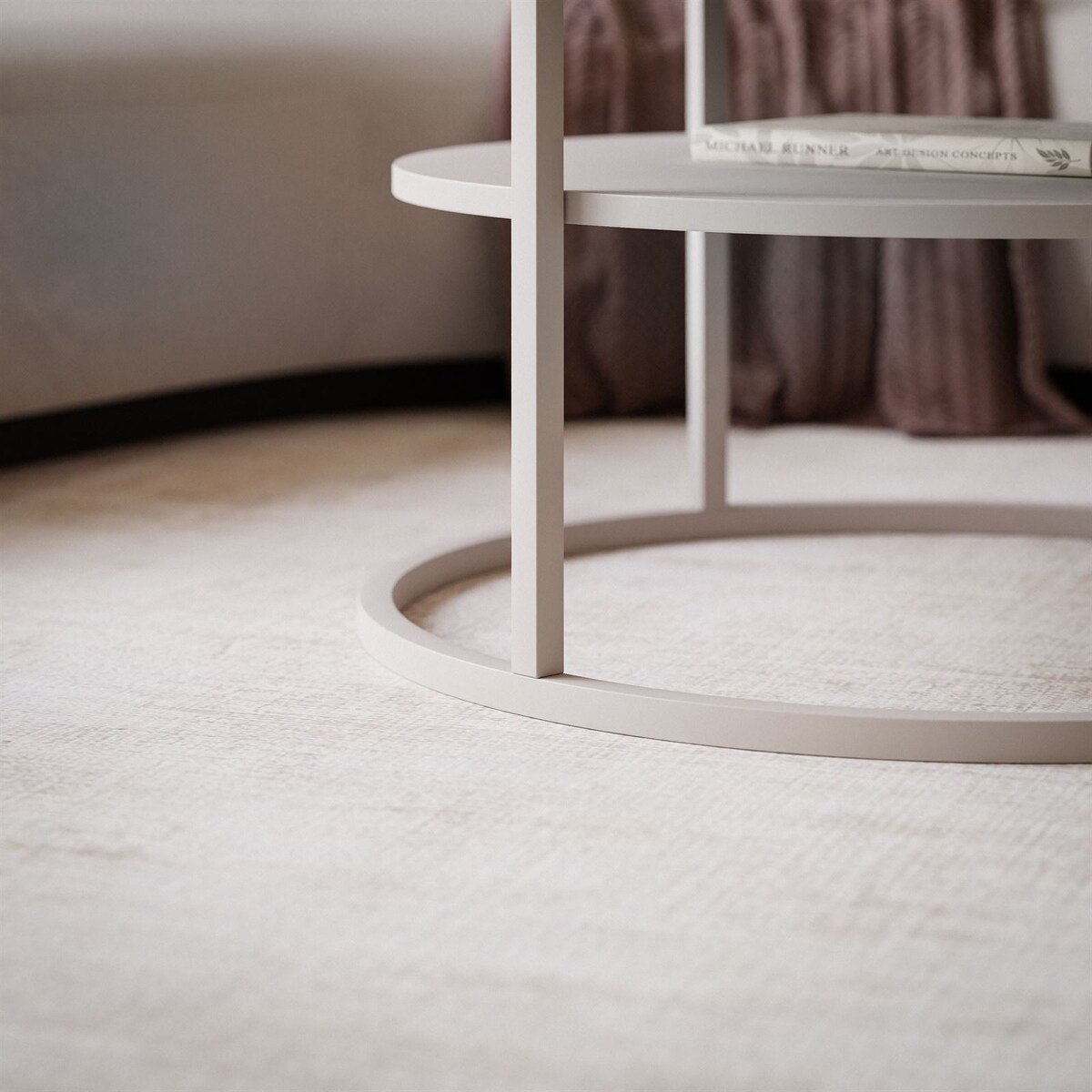 Stolik Kawowy CIRI KASZMIR z półką białe szkło