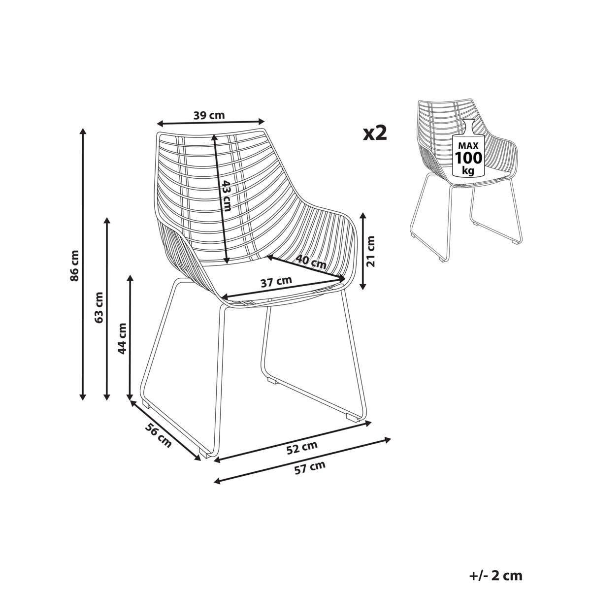 Zestaw 2 krzeseł do jadalni czarny ANNAPOLIS