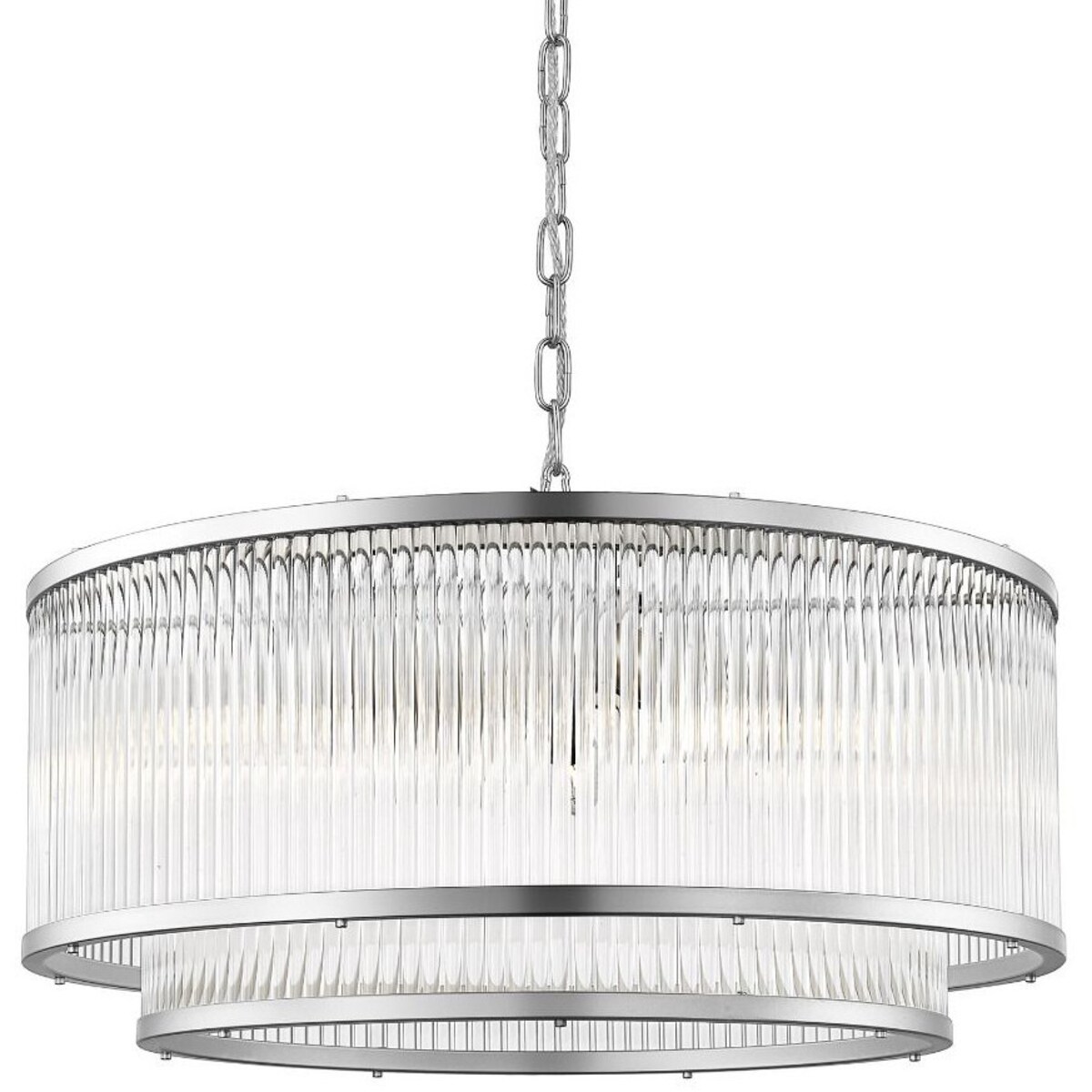 LAMPA wisząca SERGIO P0528-06H-F4AC Zumaline okrągła OPRAWA szklany ZWIS na łańcuchu srebrny