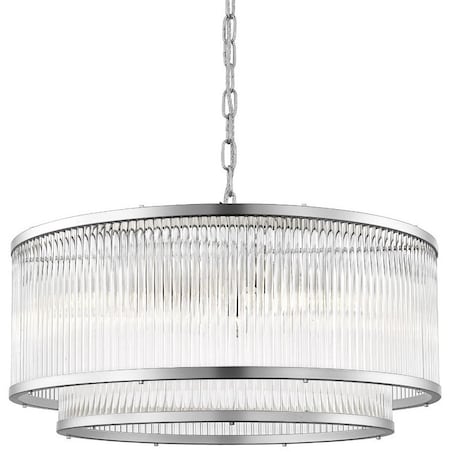 LAMPA wisząca SERGIO P0528-06H-F4AC Zumaline okrągła OPRAWA szklany ZWIS na łańcuchu srebrny