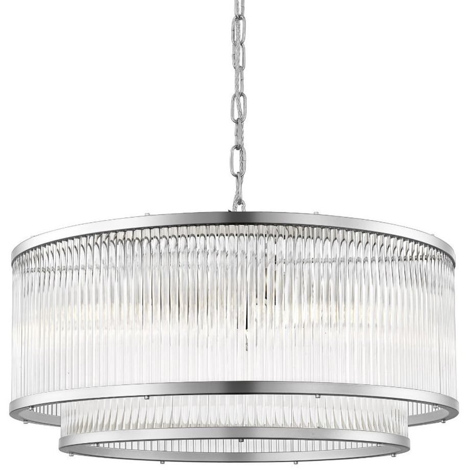 LAMPA wisząca SERGIO P0528-06H-F4AC Zumaline okrągła OPRAWA szklany ZWIS na łańcuchu srebrny