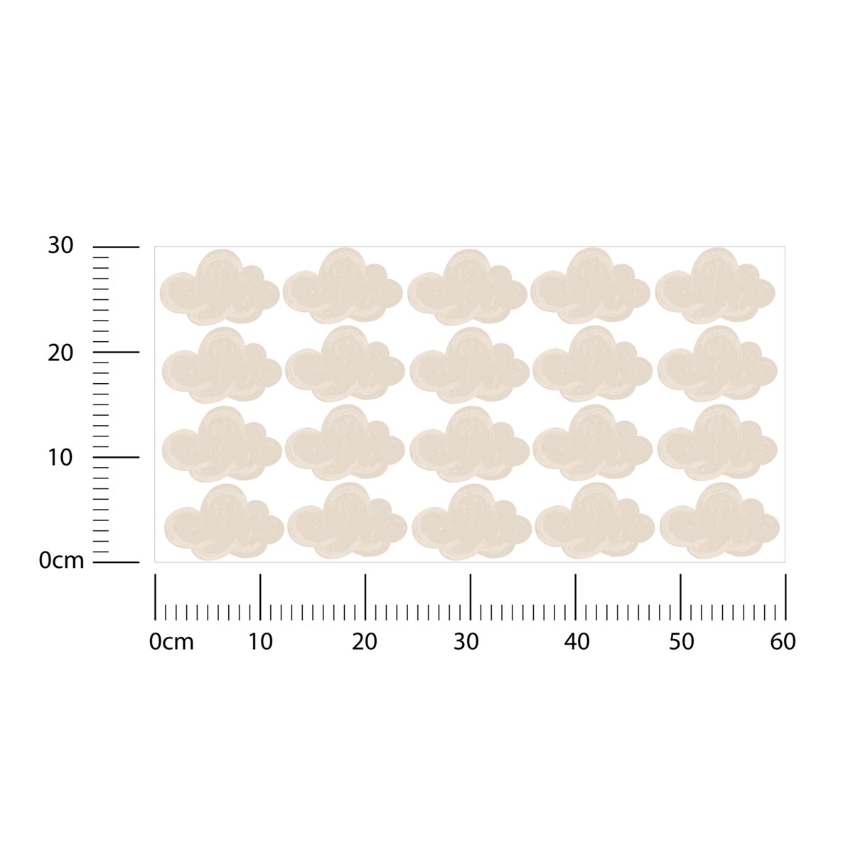 Naklejki Dla Dzieci Beżowe Chmury Pastelowe Chmurki Styl Boho Zestaw 60x30cm