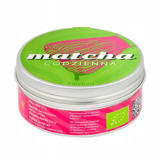 Matcha codzienna TAISHAN Chiny 50g PREMIUM sproszkowana zielona herbata idealna na prezent upominek dla kobiety faceta