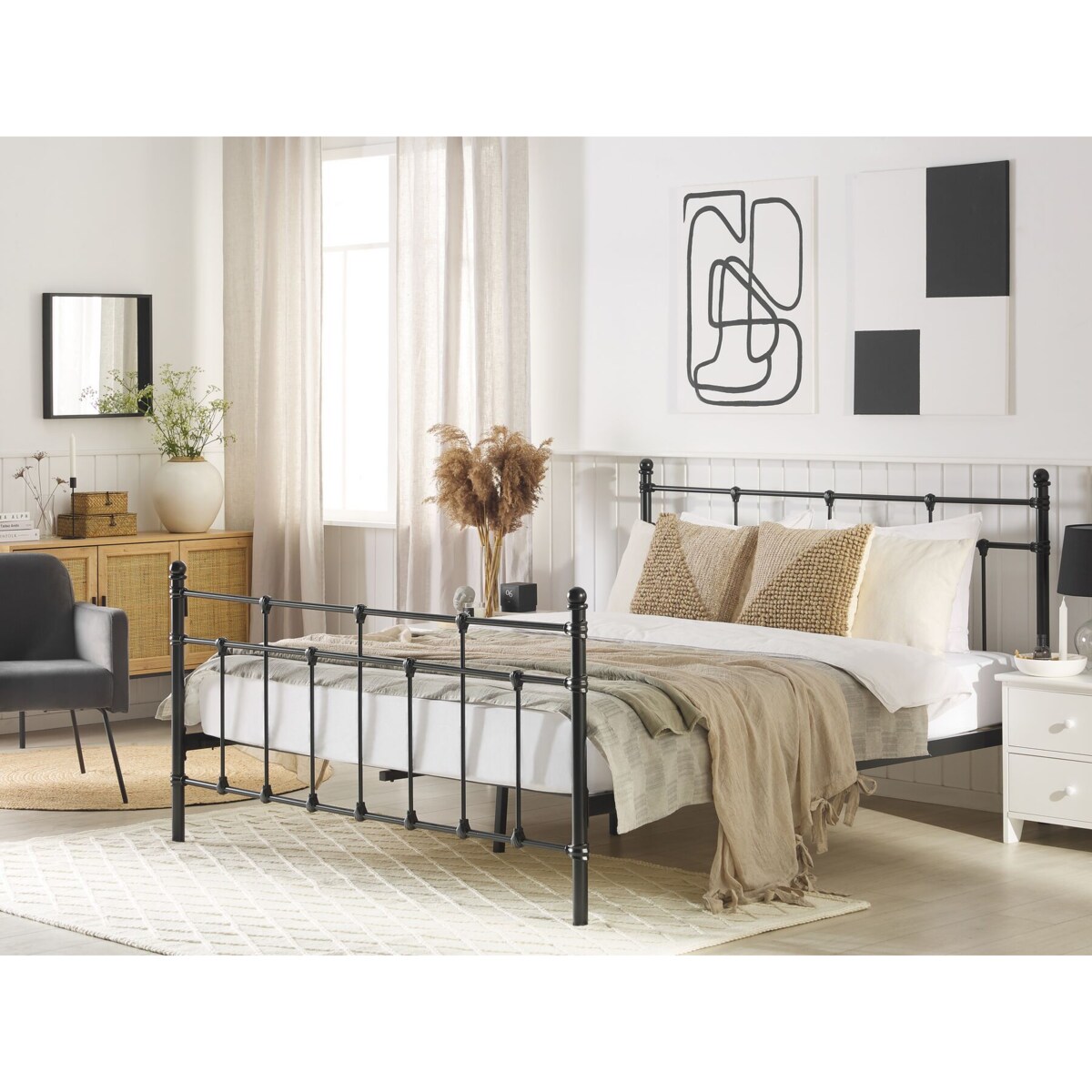 Łóżko metalowe 160 x 200 cm czarne LYNX