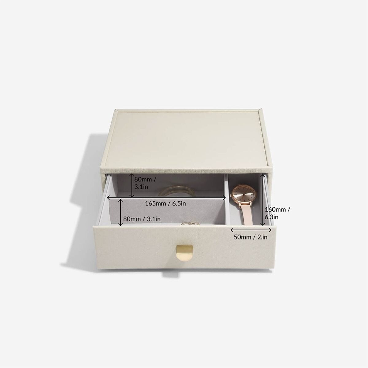 Szkatułka na biżuterię Stackers classic jasnobeżowa z szufladą