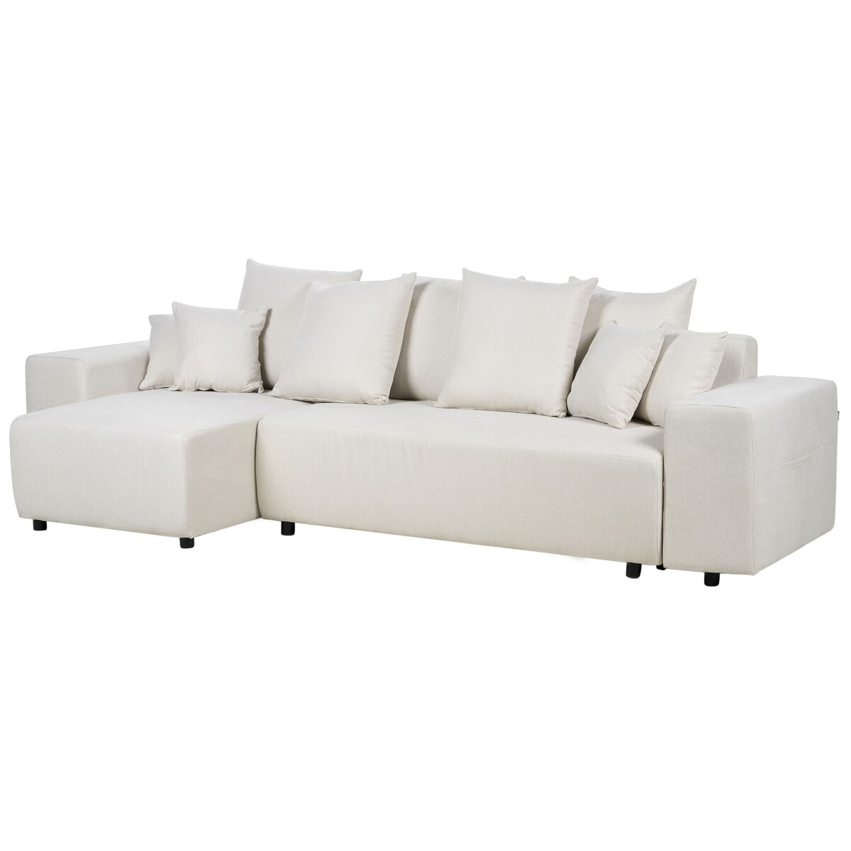 Narożnik prawostronny rozkładany z pojemnikiem jasnobeżowy LUSPA