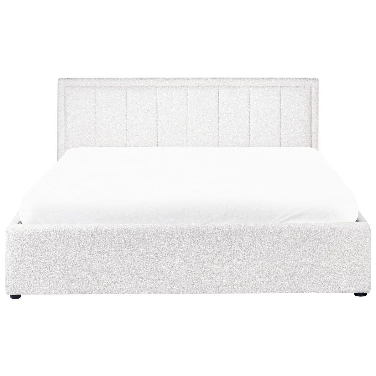 Łóżko z pojemnikiem MONTLAUR 160 x 200 cm Boucle Biały