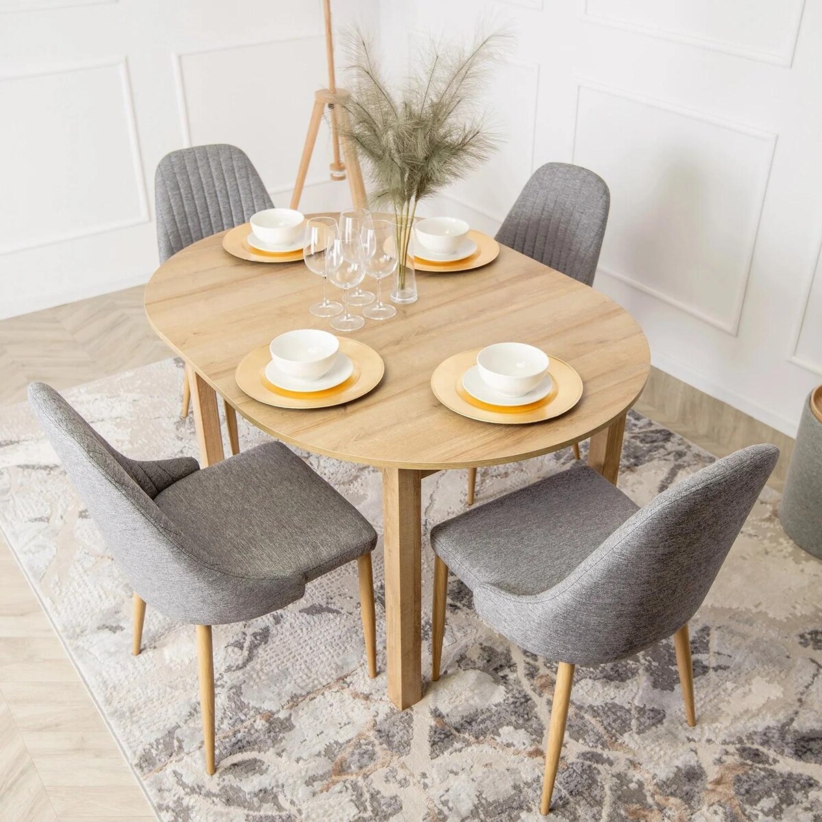 Krzesło Kuchenne Tapicerowane Tkanina Do Jadalni Salonu Szare TORINO