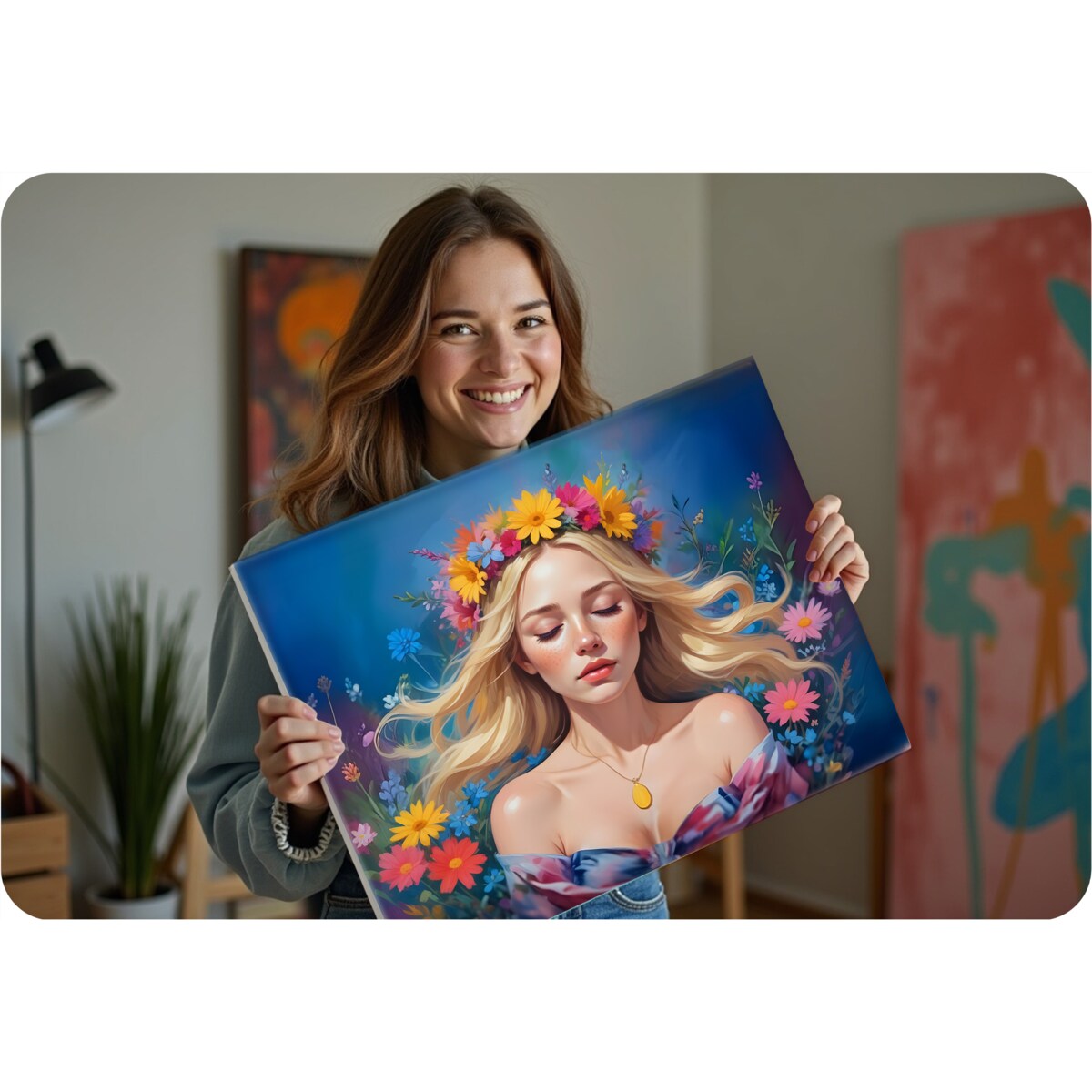 Malowanie po numerach obraz z ramą 40x50 Kobieta Massido