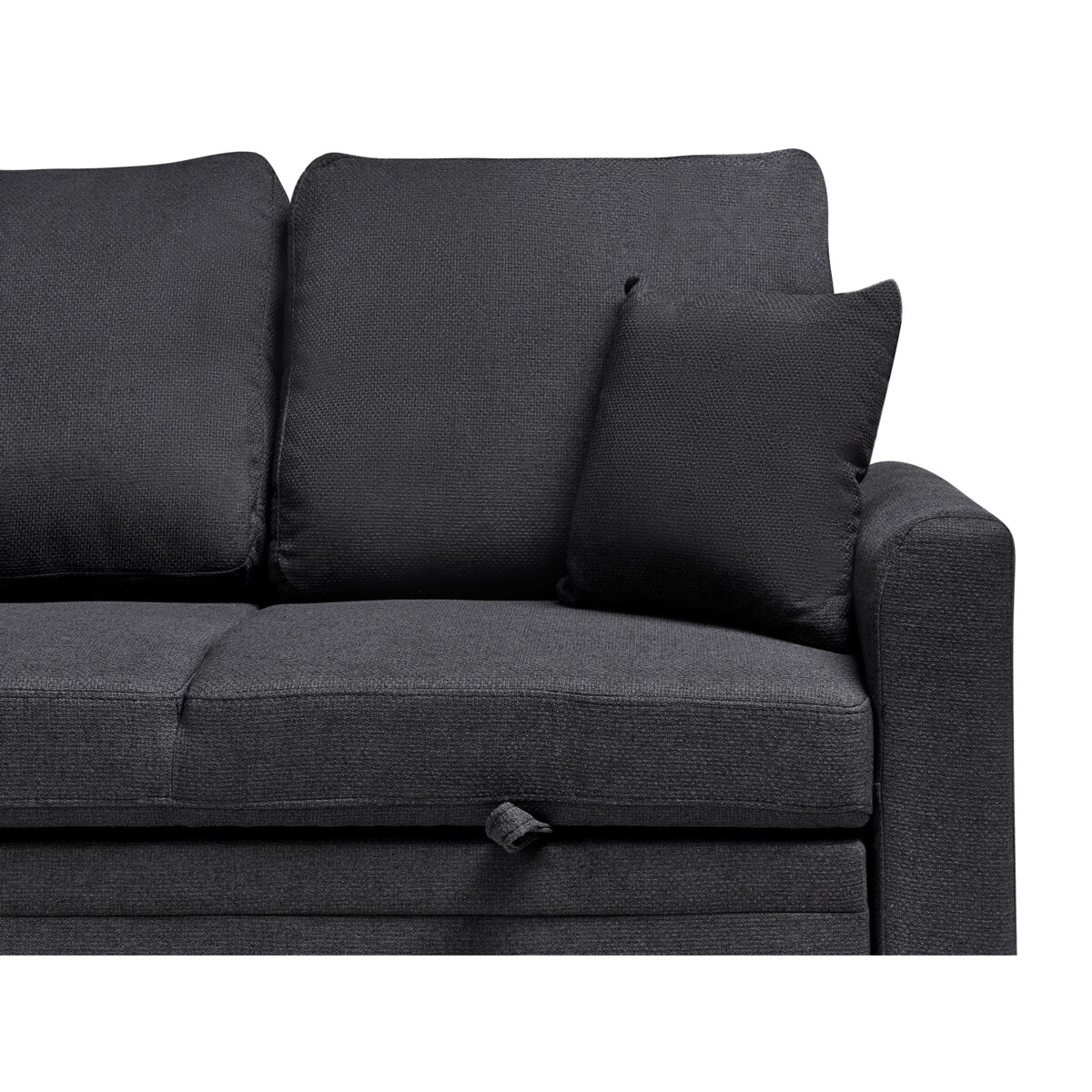 Narożnik rozkładany NASSJO Len syntetyczny Czarny dla 3 osób Prawostronny